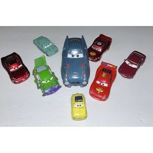 Lot of 8 Disney Pixar Cars Die cast Metal & Plastic Lightning McQueen Luigi +